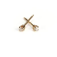 Maquillage Zircon cubique tige courte or jaune 2 mm. 14k | Faces Cosmétiques