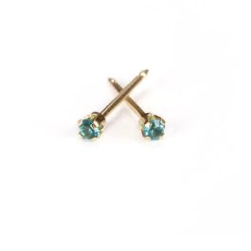 Maquillage Mini Décembre / zircon bleu / or jaune 2 mm. 14k | Faces Cosmétiques