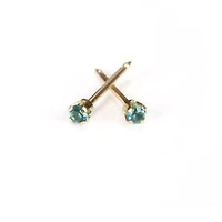 Maquillage Mini Décembre / zircon bleu / or jaune 2 mm. 14k | Faces Cosmétiques