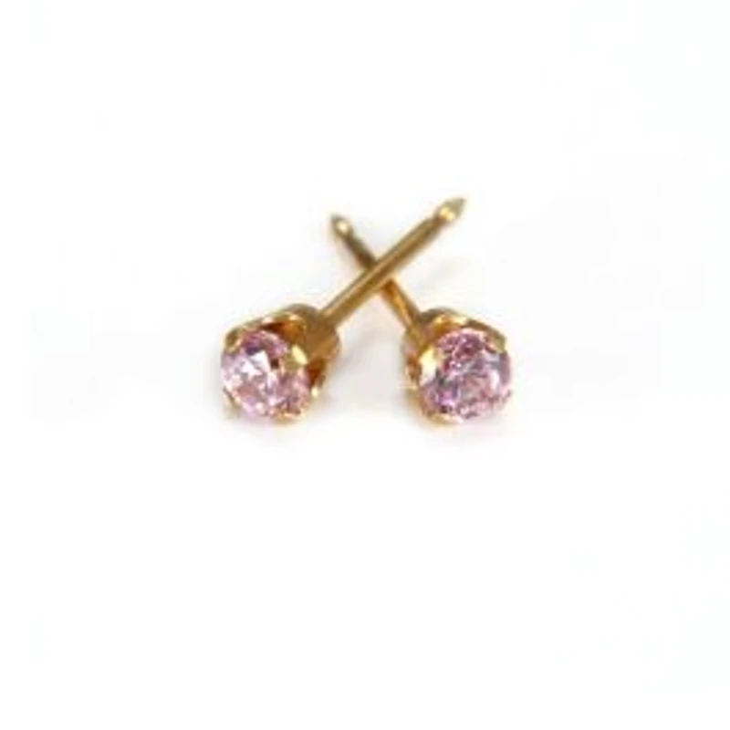 Maquillage Cubic Zirconia pink yellow gold 3mm. 14k | Faces Cosmétiques