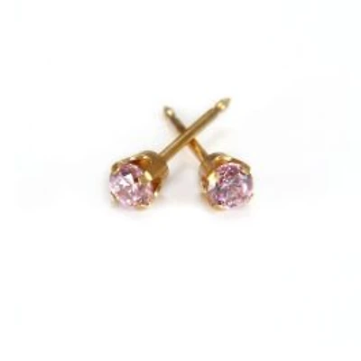 Maquillage Cubic Zirconia pink yellow gold 3mm. 14k | Faces Cosmétiques