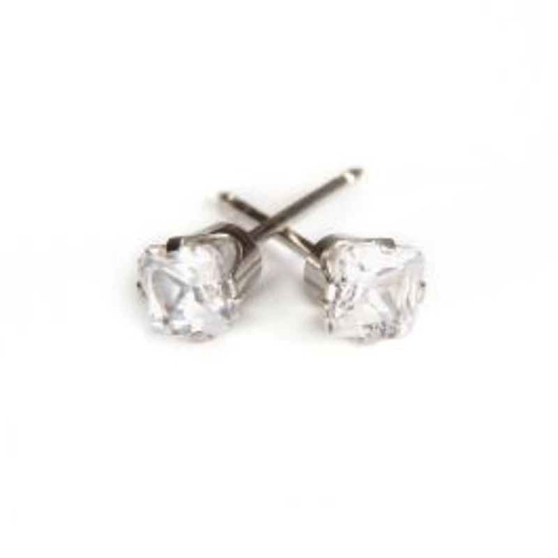 Maquillage Zircon princess cut (square) white  gold 4mm. 14K | Faces Cosmétiques