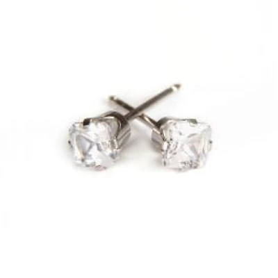 Maquillage Zircon princess cut (square) white  gold 4mm. 14K | Faces Cosmétiques