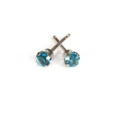 Maquillage Décembre / zircon bleu / or blanc 3mm  14K | Faces Cosmétiques