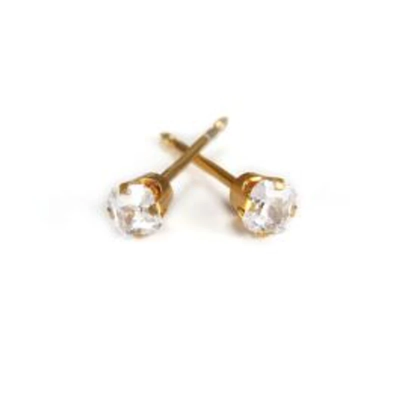 Maquillage Zircon princess cut (square) yellow gold 3mm. 14K | Faces Cosmétiques