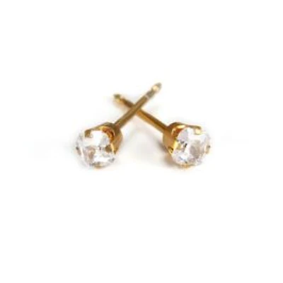 Maquillage Zircon princess cut (square) yellow gold 3mm. 14K | Faces Cosmétiques