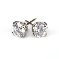 Maquillage Zircon cubique 6 mm plaqué or blanc 24k   | Faces Cosmétiques