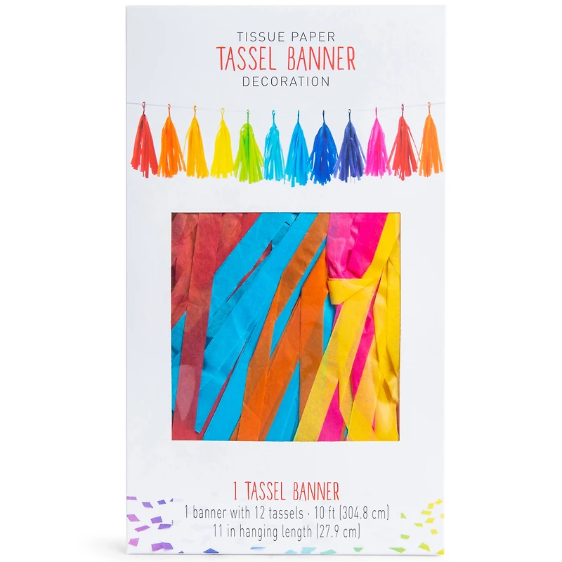 rainbow tissue paper tassel banner decoration 10ft long