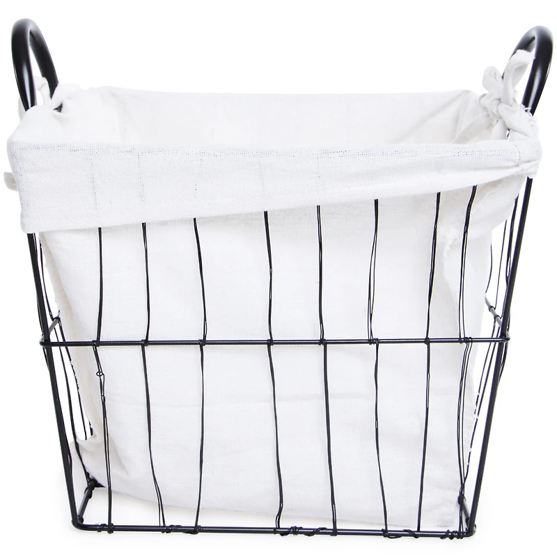 wire storage bin with fabric liner 11in