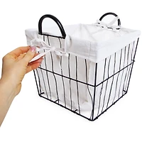 wire storage bin with fabric liner 11in