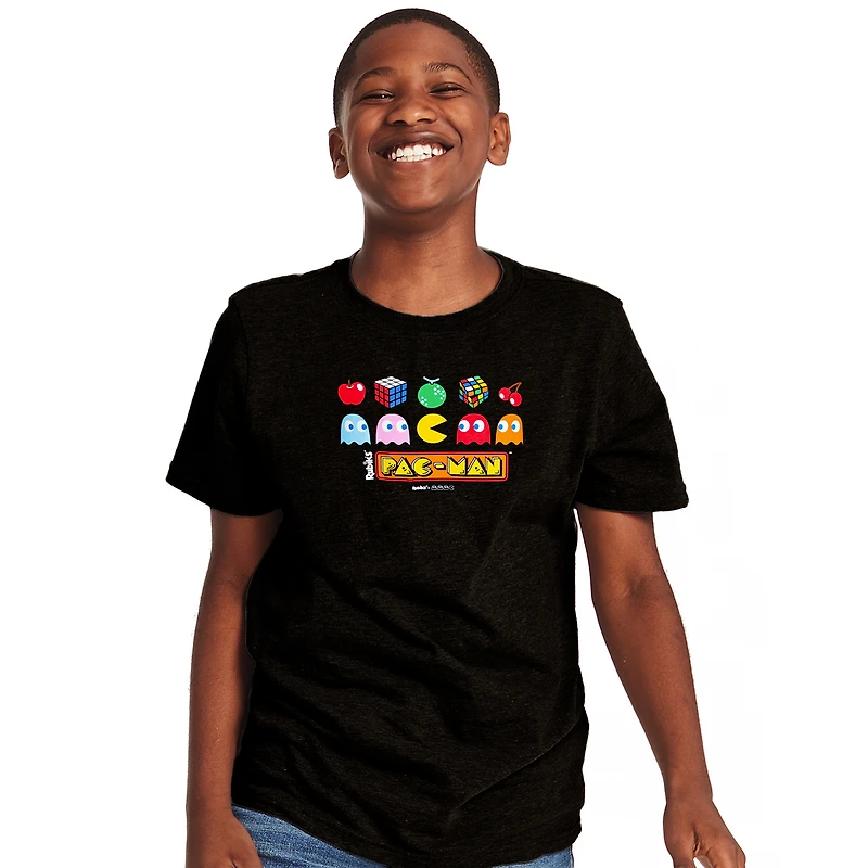 pacman shirt, t unisex shirts, classic game, arcade retro namco shirt design, graphic tees, merch, black shirts for boys, girls