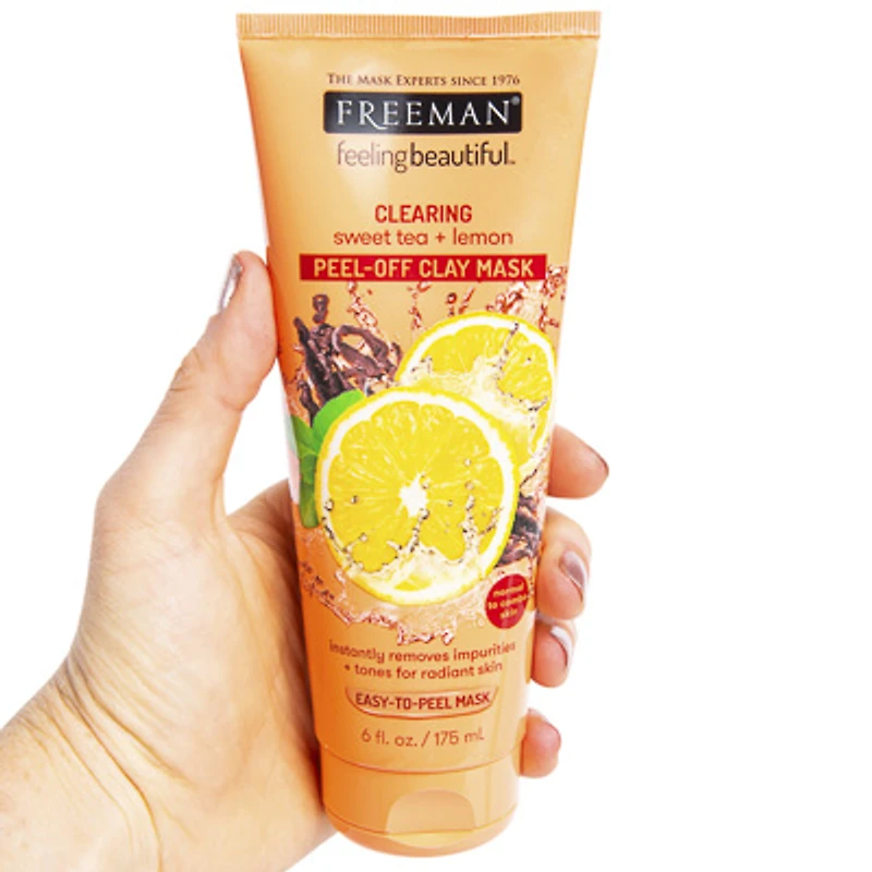 freeman feeling beautiful clearing sweet tea + lemon peel-off clay mask 6oz