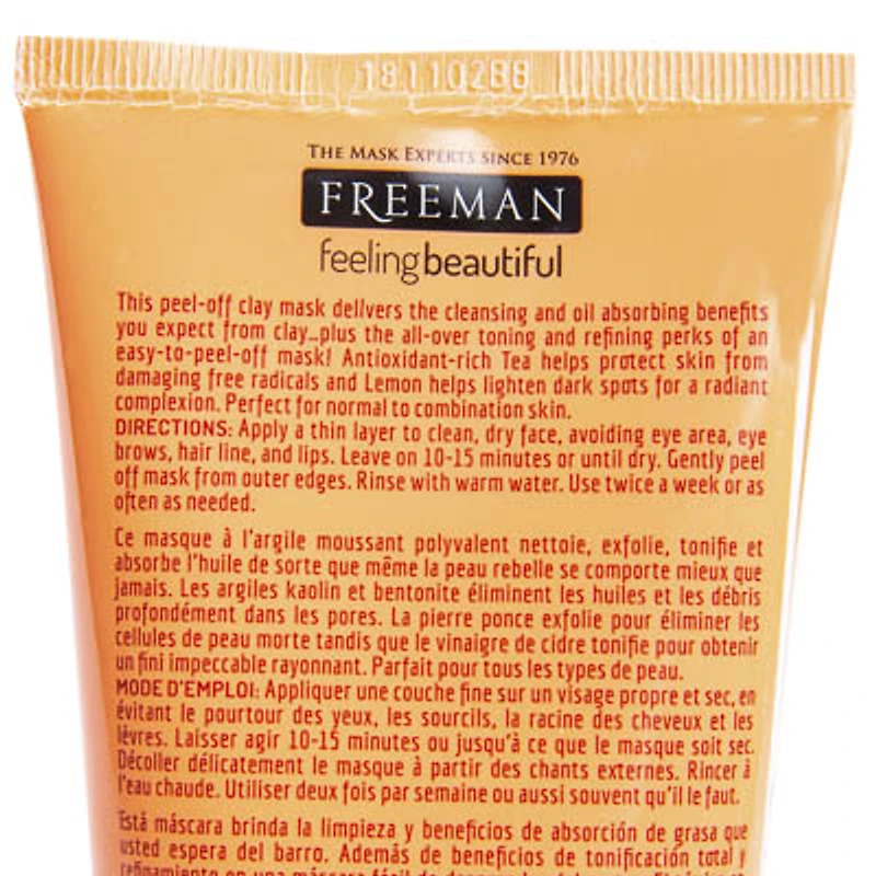 freeman feeling beautiful clearing sweet tea + lemon peel-off clay mask 6oz