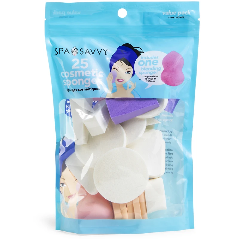 spa savvy 25-piece cosmetic sponges + blending sponge set