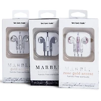metallic marble hands-free earbuds;marble earbuds;metallic earbuds;rose gold earbuds;white marble;black marble;earbuds;cheap earbuds;headphones;five below