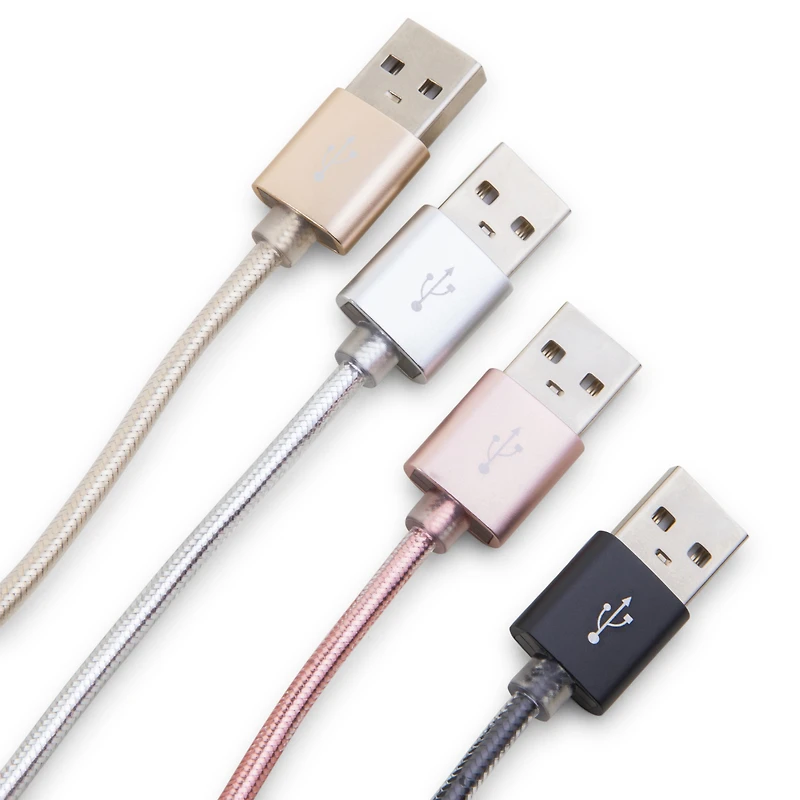 6ft Chrome Braided Micro USB Cable