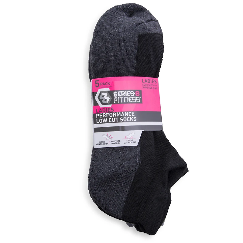 series-8 fitness ladies performance low-cut socks 5-pack
