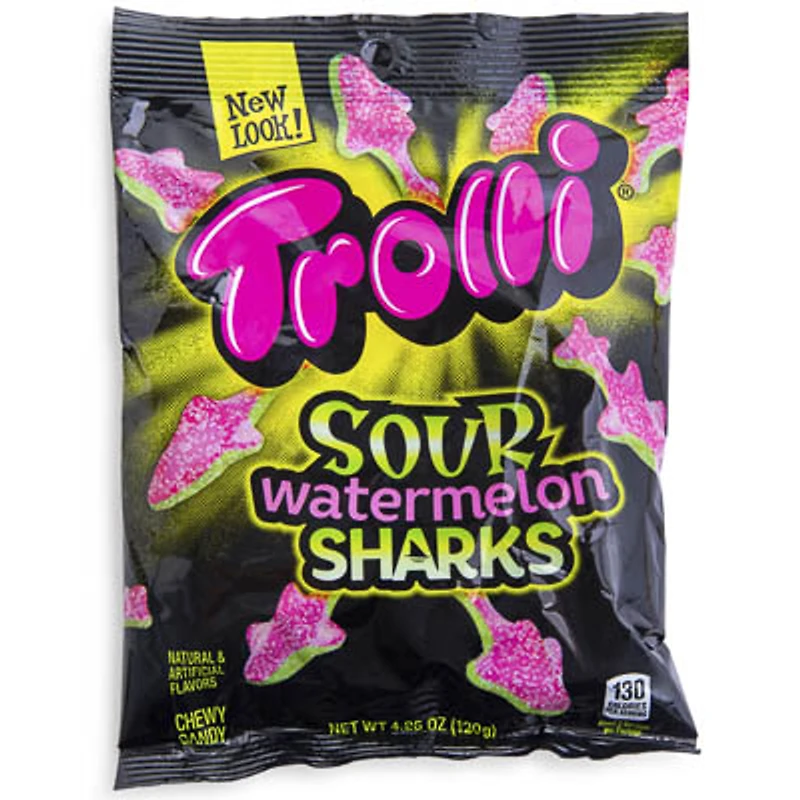trolli sour watermelon sharks gummi candy bag 4.25oz