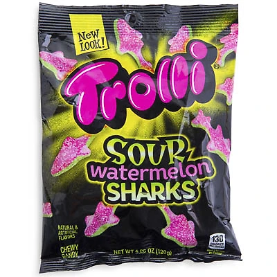 trolli sour watermelon sharks gummi candy bag 4.25oz