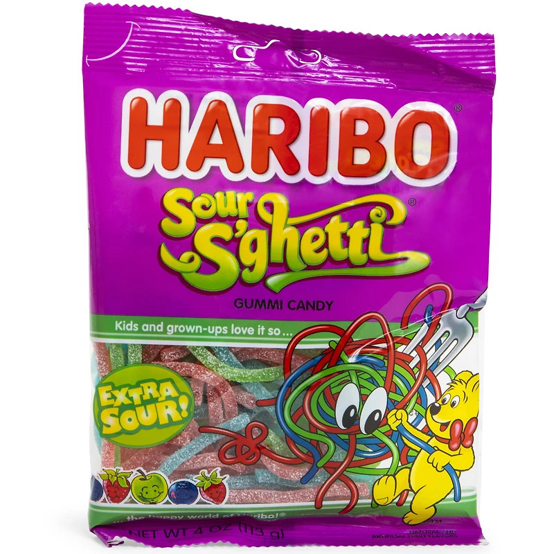 haribo sour s'ghetti gummi candy