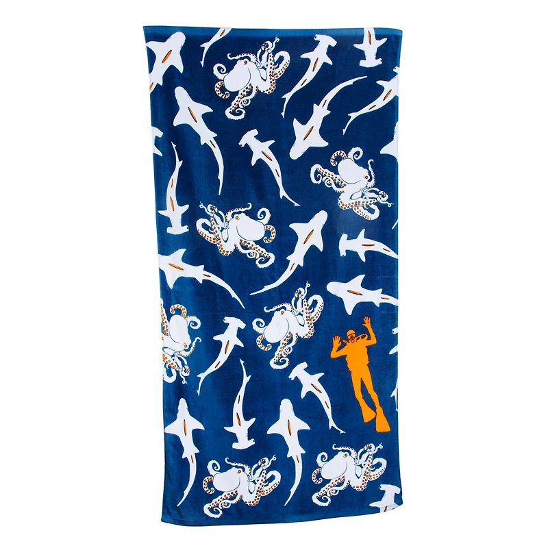 sea creatures beach towel 30in x 60in