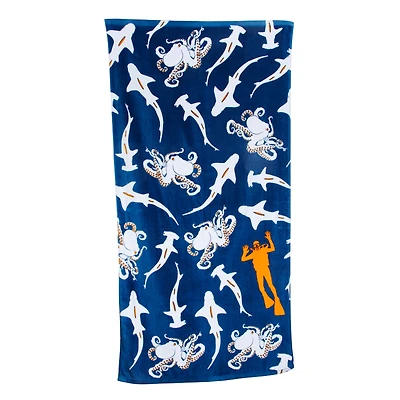 sea creatures beach towel 30in x 60in