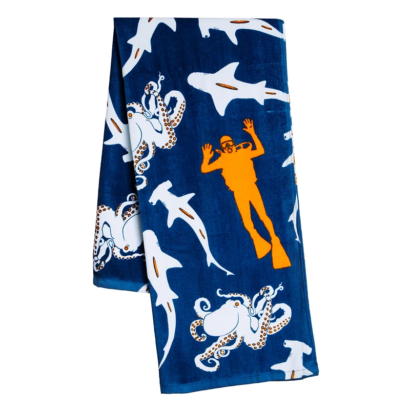 sea creatures beach towel 30in x 60in