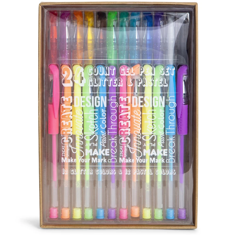 glitter and pastel gel pen pack 24-count