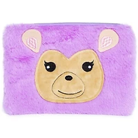 pencil case, pouch, zipper bag, cute makeup critter, plush animal, cheetah, leopard, unicorn, rainbow, glitter