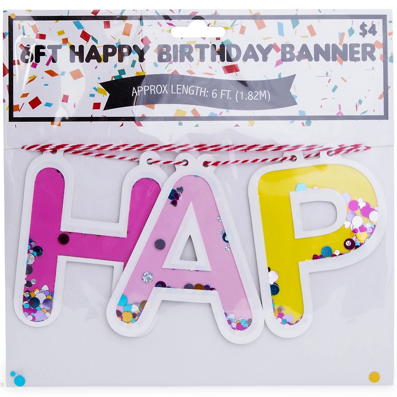 happy birthday' glitter banner 6ft
