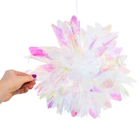 iridescent film pom pom hanging party decoration 17in