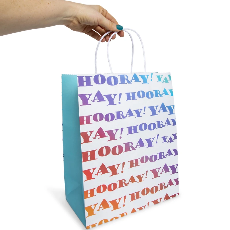 6-Count Fun Kraft Paper Gift Bags 10.5in X 12.75in