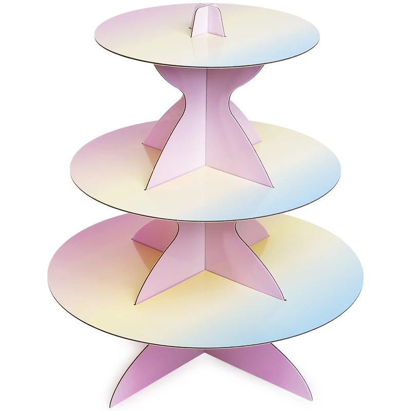 3-Tier Iridescent Cupcake Stand 12in