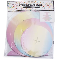 3-Tier Iridescent Cupcake Stand 12in