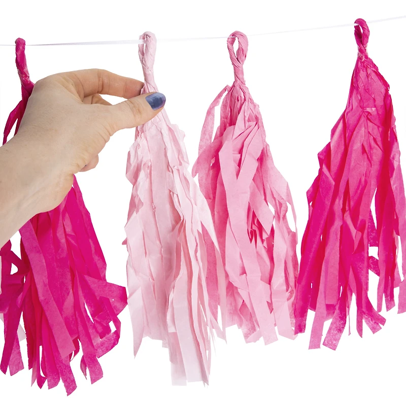 pink tissue paper tassel banner decoration 10ft