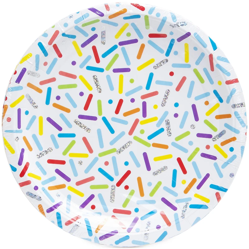 Large Round Holographic Sprinkles Plate 8-Count