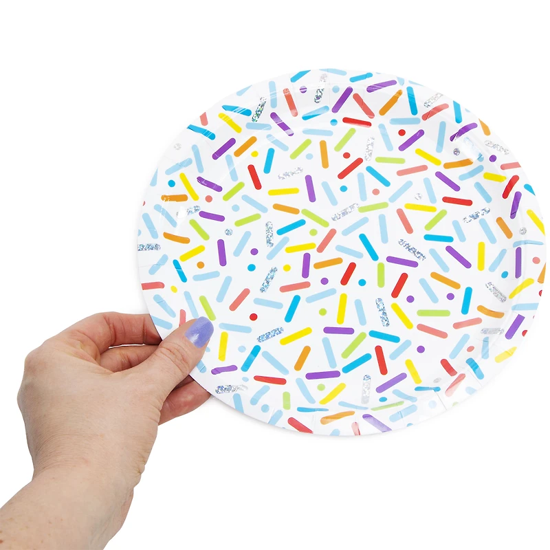 Large Round Holographic Sprinkles Plate 8-Count