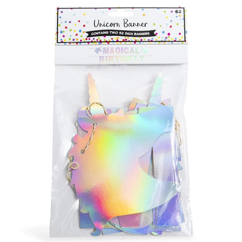 iridescent unicorn 'magical birthday' banner 52in