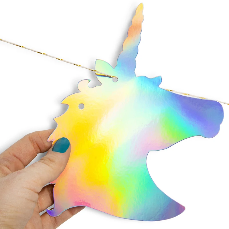 iridescent unicorn 'magical birthday' banner 52in