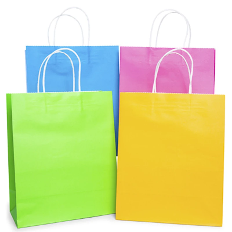 6-count medium neon gift bags 13in x 10.5in