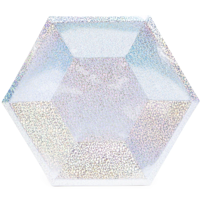 Large Holographic Silver Party Plate 8-Count