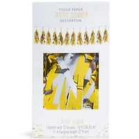 Silver & Gold Foil Paper Tassel Banner Decoration 10ft Long