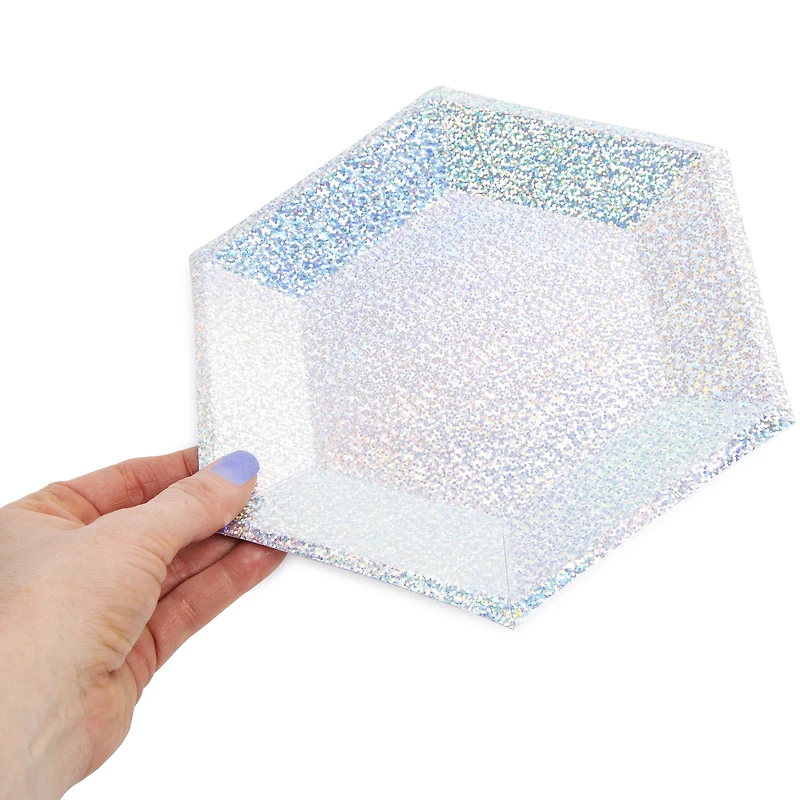 Small Holographic Silver Dessert Plates 8-Count