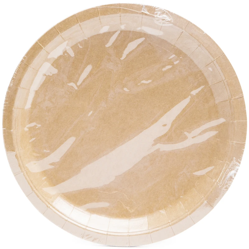 large round brown kraft plate 8-count
