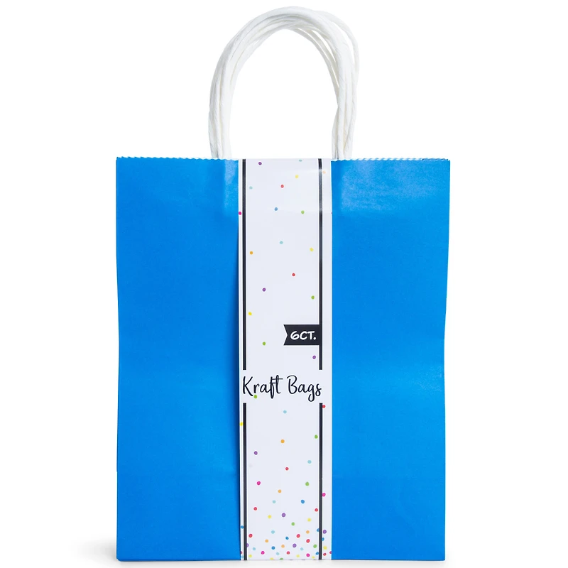 6-Pack Blue Kraft Paper Gift Bags 10in X 17in