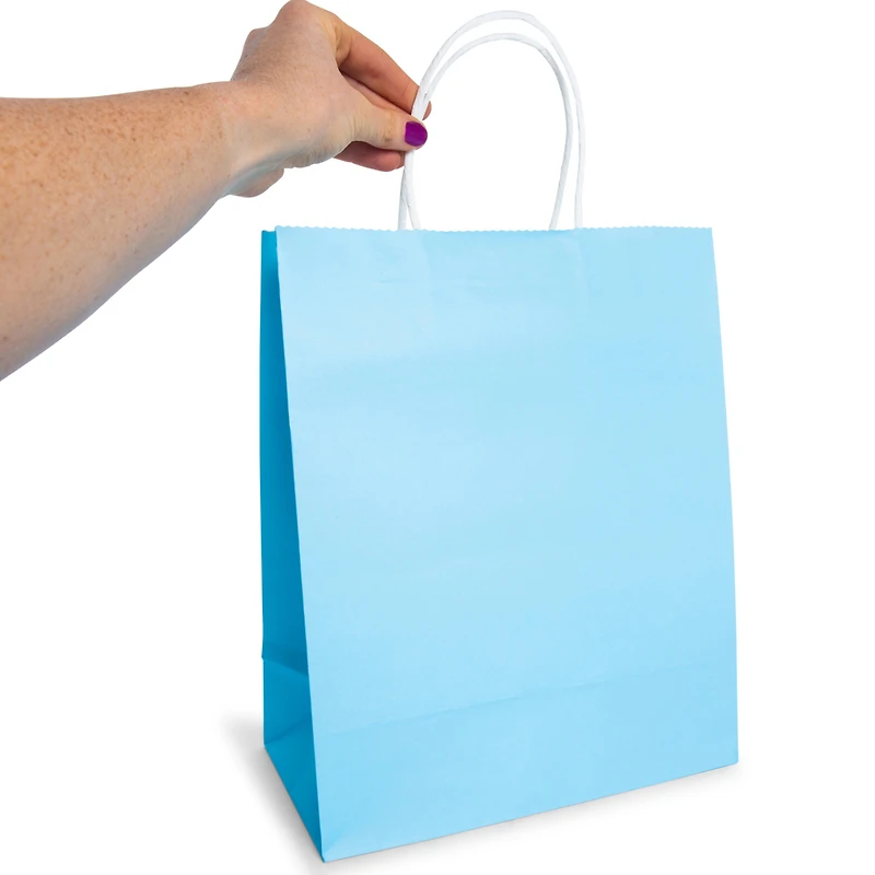6-Pack Blue Kraft Paper Gift Bags 10in X 17in