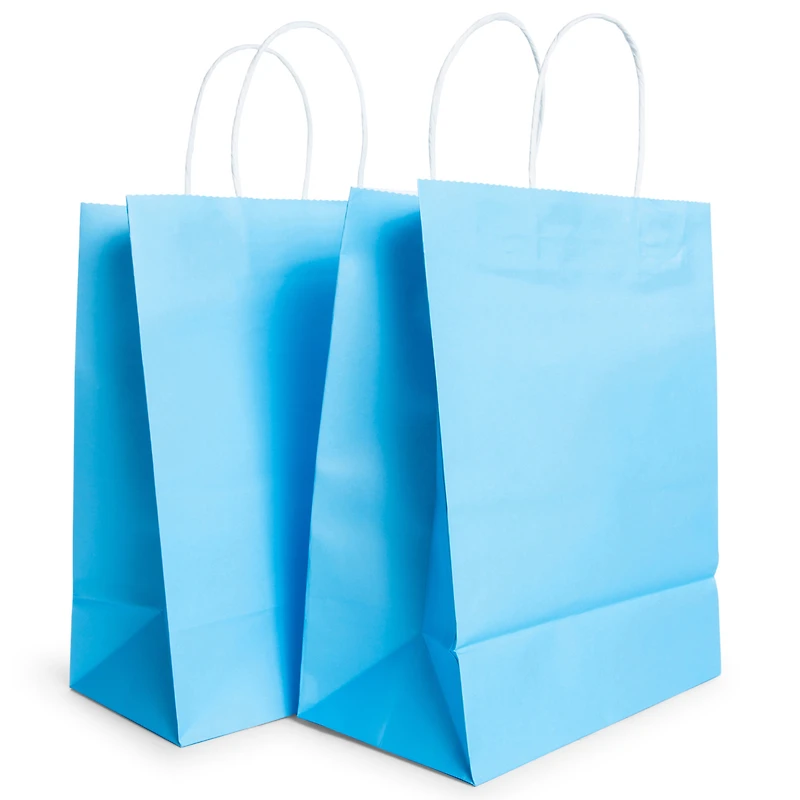 6-Pack Blue Kraft Paper Gift Bags 10in X 17in