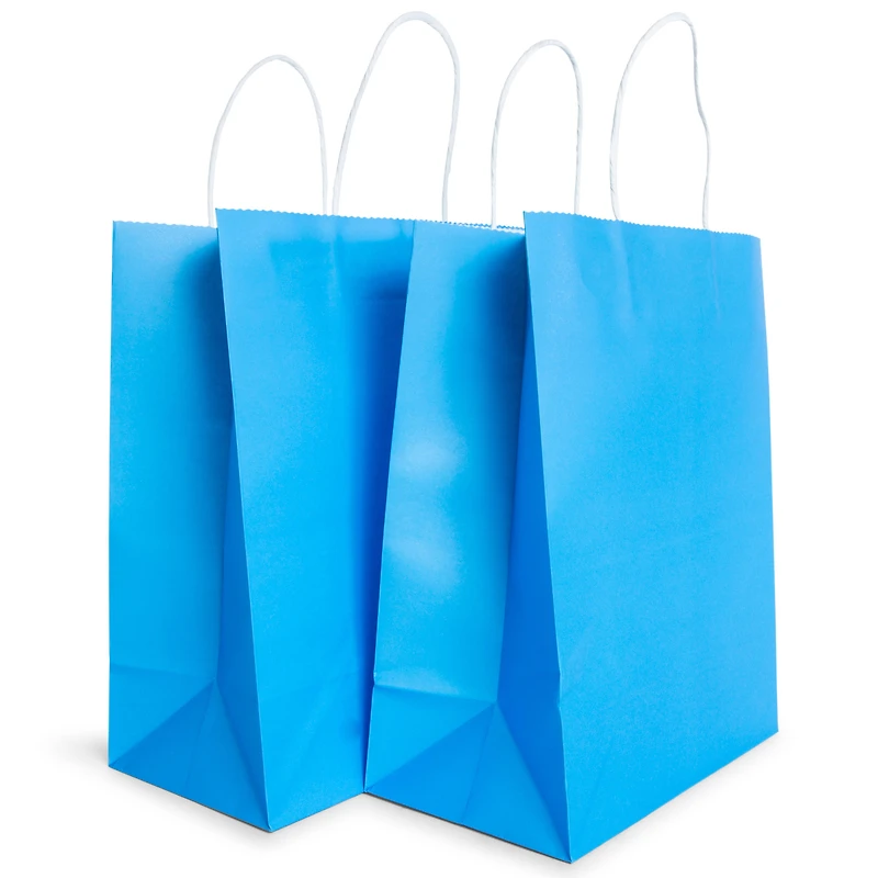 6-Pack Blue Kraft Paper Gift Bags 10in X 17in