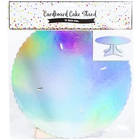 Holographic Silver Cardboard Cake Stand 12in Diameter