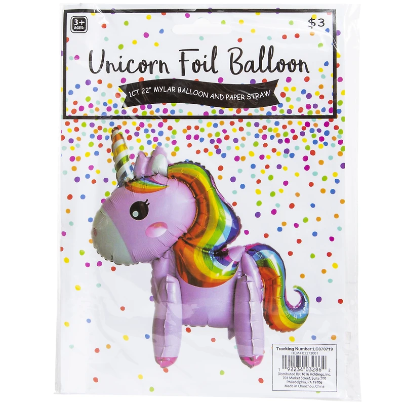 unicorn mylar balloon 22in